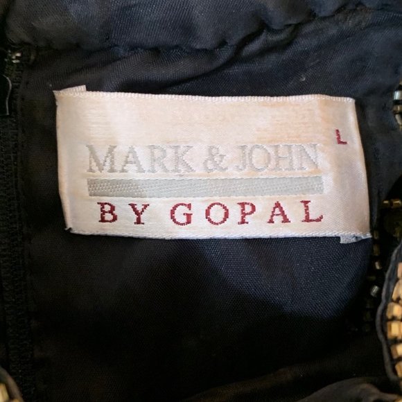 Vintage Mark & John by Gopal Black and Gold Sequin/Beaded Halter Top Size L - Picture 11 of 15